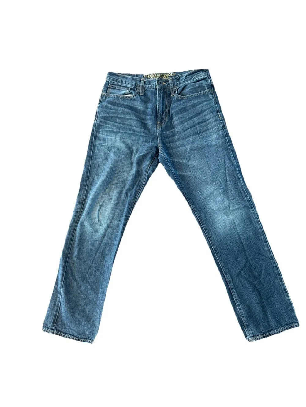 American Eagle Men’s Jeans 30x32 Relaxed Straight Fit Blue Distressed Wash
